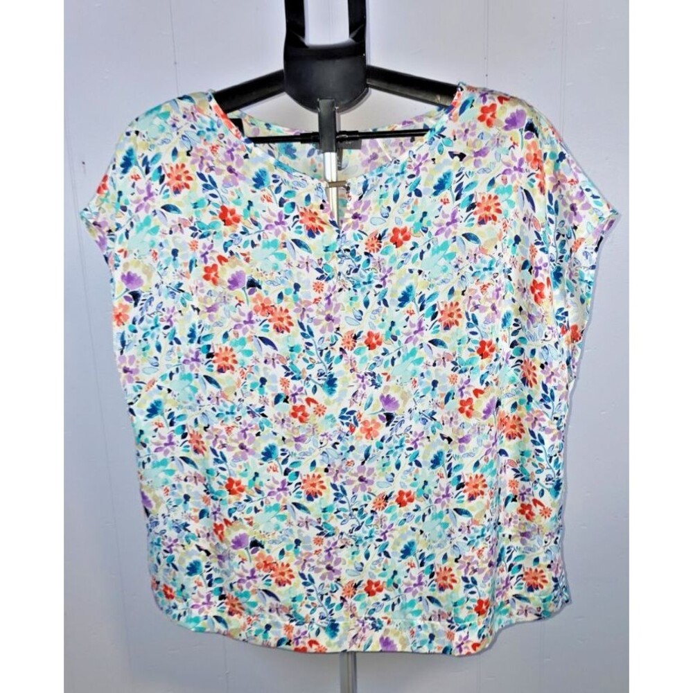 The limited White Purple Blue Orange Floral Print Size 0X 16/18